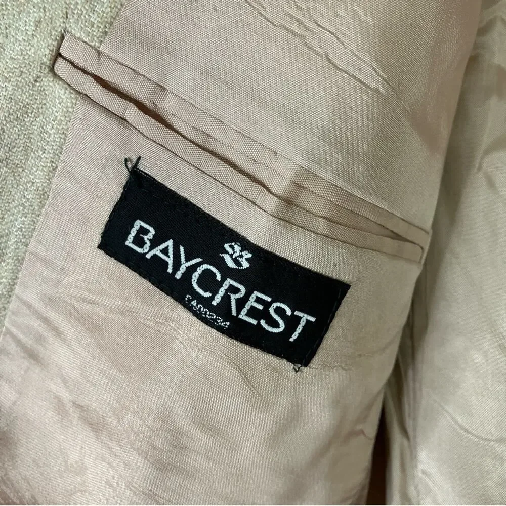 Baycrest Men's Wool Blend Light Beige Pinstripe Sport Coat Suit Jacket 41R